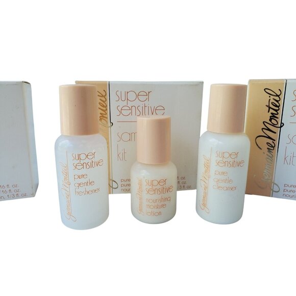 3 80s Germaine Monteil Super Sensitive Sampler Kit NOS Cleanser Freshener Lotion - Picture 2 of 7